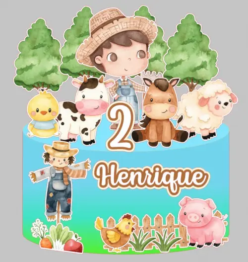 Arquivo de corte topo de bolo Fazendinha