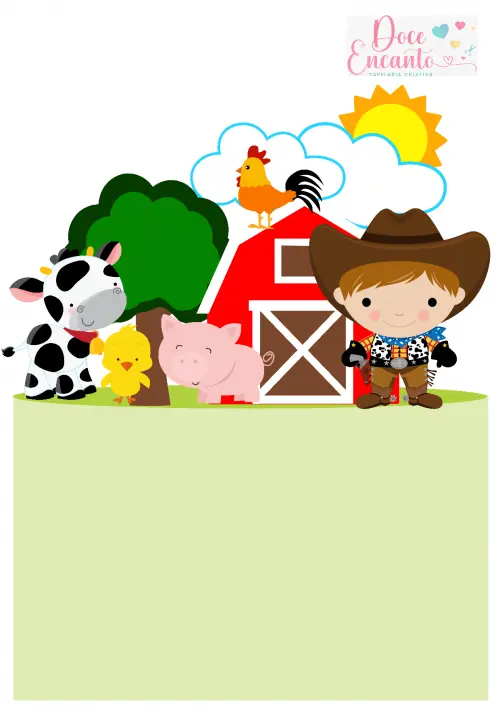 Arquivo de corte topo de bolo Fazendinha