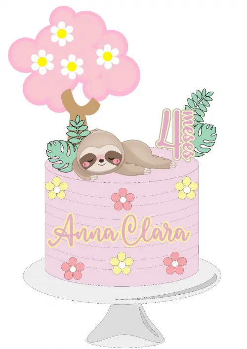 Arquivo de corte Topo de Bolo Bicho Preguiça