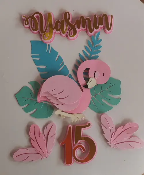 Arquivo de corte topo de bolo Flamingo