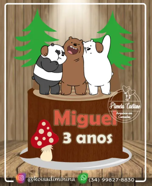 Arquivo de corte topo de bolo Urso sem curso