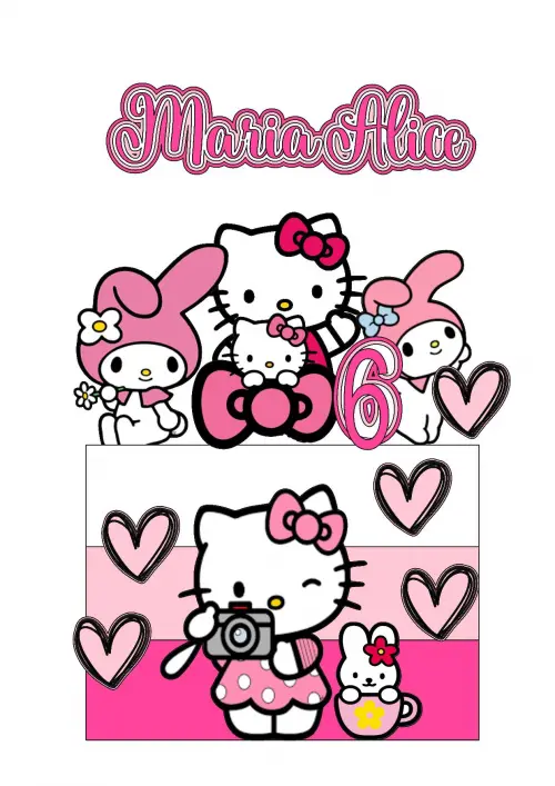 Topo de Bolo Hello Kitty