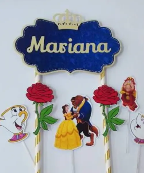 Arquivo de corte Topo de bolo Bela e a Fera