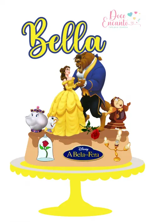 Arquivo de corte Topo de bolo Bela e a Fera
