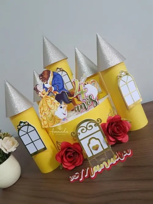 Arquivo de corte Topo de bolo Bela e a Fera