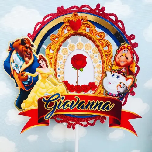 Arquivo de corte Topo de bolo Bela e a Fera