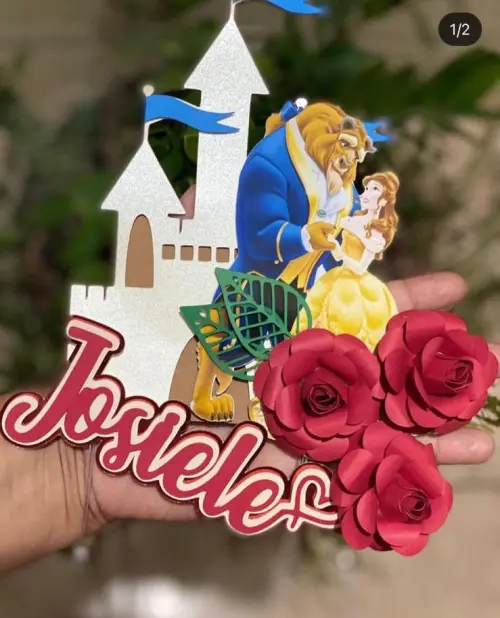 Arquivo de corte Topo de bolo Bela e a Fera