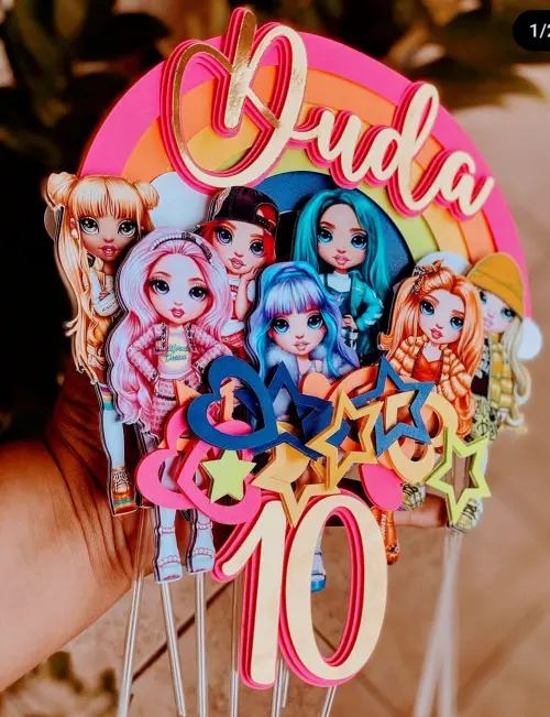 Arquivo de corte topo de bolo Rainbow High