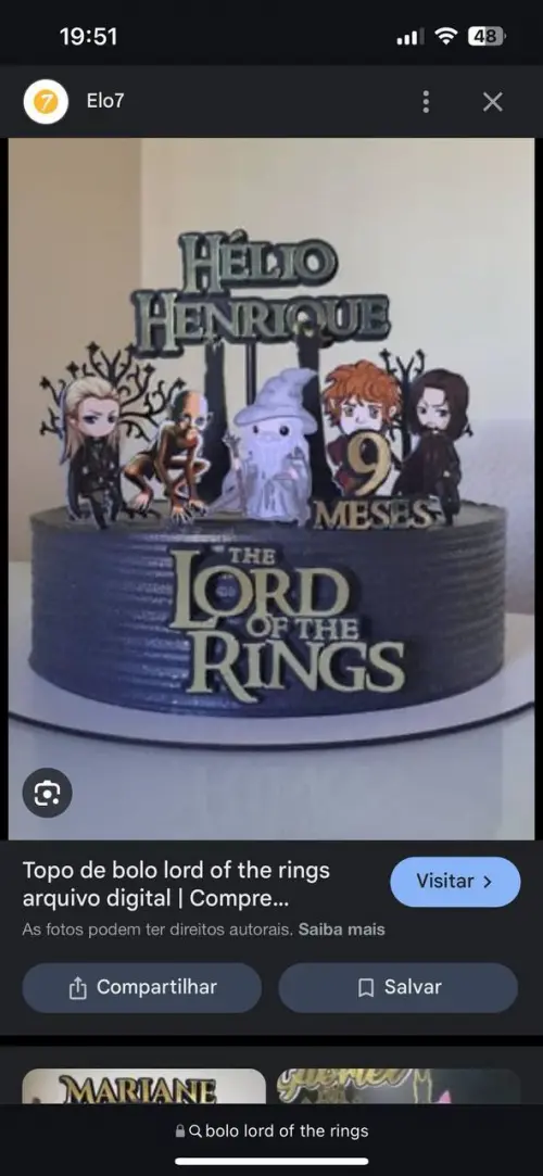 Arquivo de corte topo de bolo Senhor dos Anéis