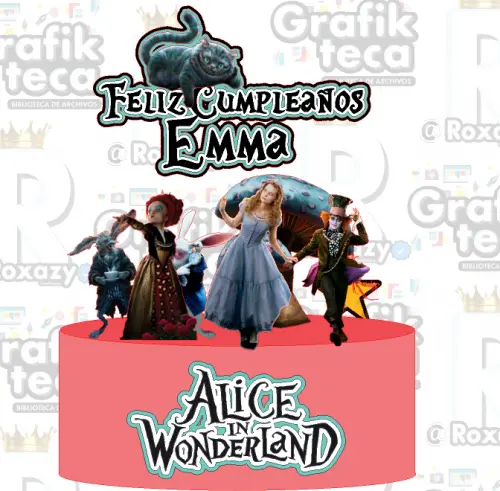 Arquivo de corte Topo de Bolo Alice no país das maravilhas