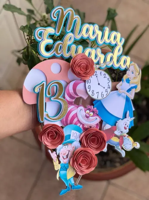 Arquivo de corte Topo de Bolo Alice no país das maravilhas