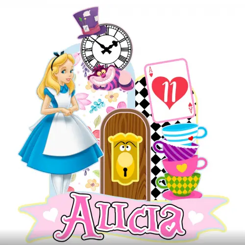 Arquivo de corte Topo de Bolo Alice no país das maravilhas