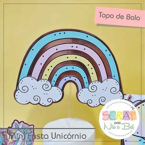 Arquivo de corte topo de bolo arco iris