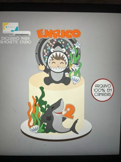 Arquivo de corte Topo de Bolo Tubarão