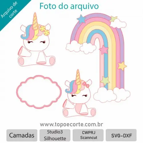 Arquivo de corte topo de bolo Unicórnio