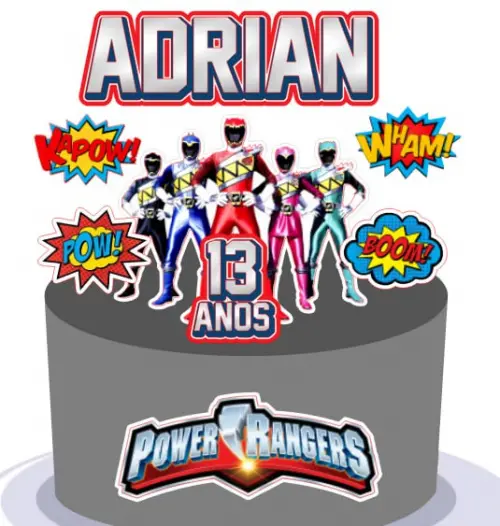 Arquivo de corte topo de bolo Power Rangers