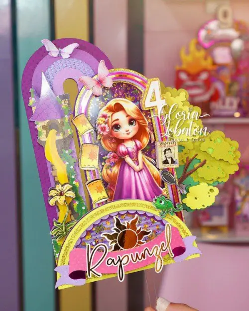 Arquivo de corte topo de bolo Rapunzel
