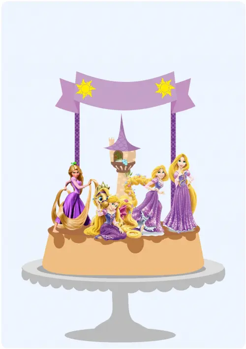 Arquivo de corte topo de bolo Rapunzel