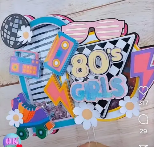 Arquivo de corte topo de bolo Anos 80