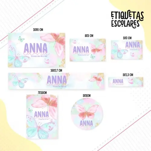 Arquivo Digital Etiqueta Escolar Borboletas