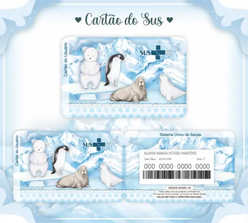 Cartão SUS Bichinhos no Gelo