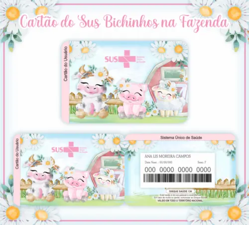 Cartão SUS Bichinhos na Fazenda