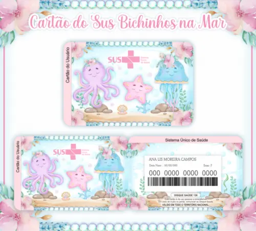 Cartão SUS Bichinhos no Mar