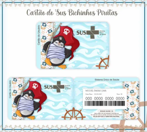 Cartão SUS Bichinhos PIrata
