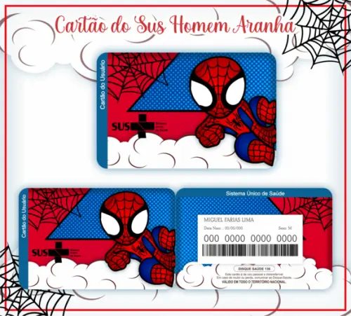 Cartão SUS Homem Aranha