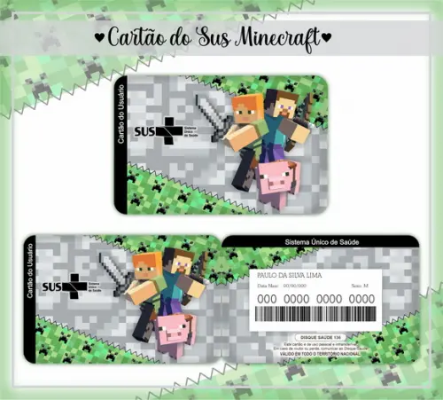Cartão SUS Minecraft