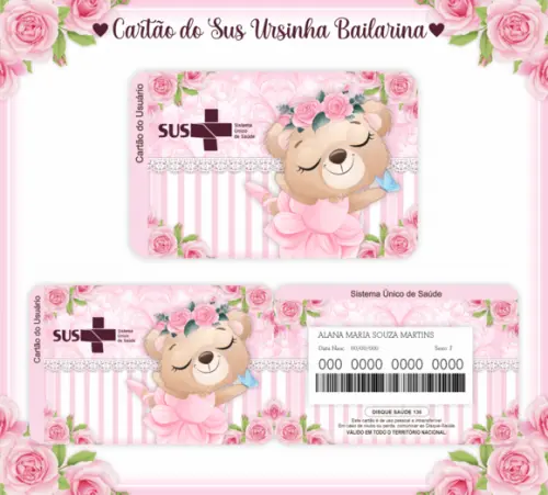 Cartão SUS Ursinha Bailarina