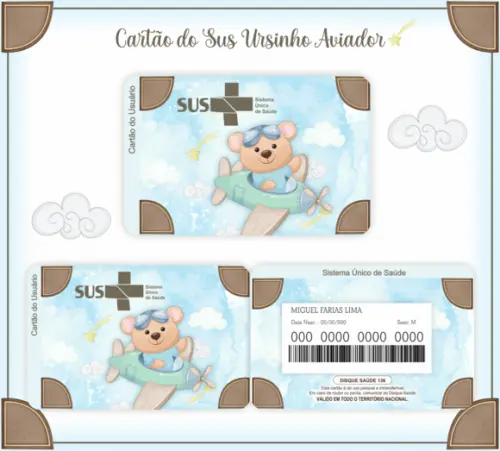 Cartão SUS Ursinho Aviador