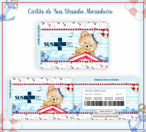 Cartão SUS Ursinho Marinheiro