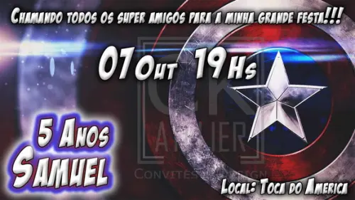 Convite Digital Avengers - Capitão América