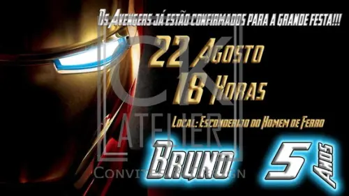Convite Digital Avengers - Homem de Ferro