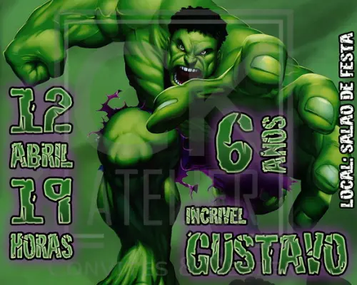 Convite Digital Avengers - Hulk