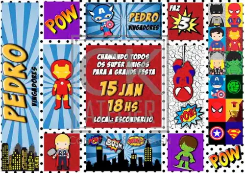 Convite Digital Avengers -Cute
