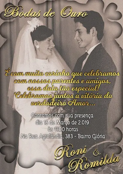 Convite Digital Bodas de Ouro