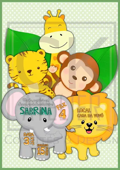 Convite Digital Chá de Bebê Animais Cute