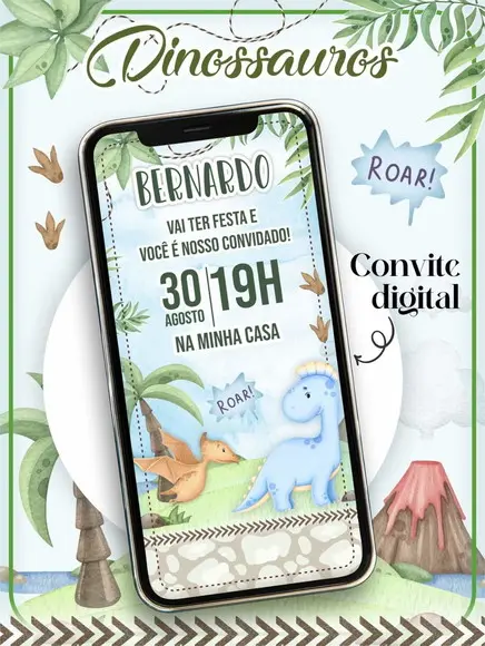 Convite Digital Dinossauro