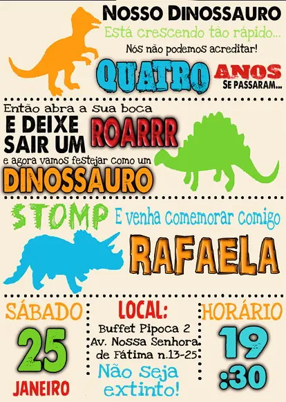 Convite Digital Dinossauro