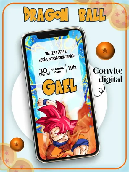 Convite Digital Dragon Ball