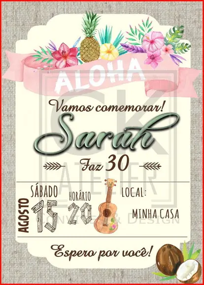 Convite Digital Havaiano Aloha
