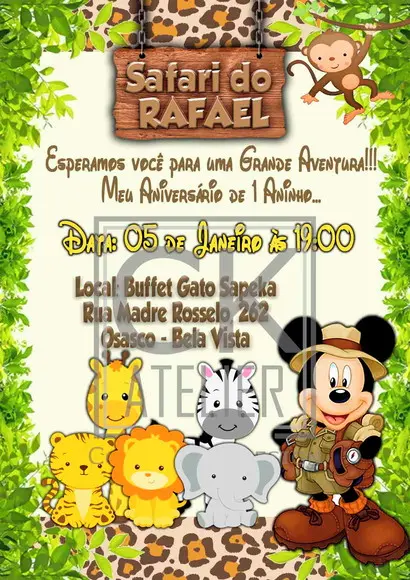 Convite Digital Mickey Safari