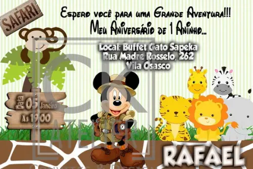 Convite Digital Mickey Safari