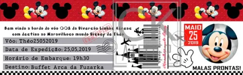 Convite Digital Mickey Ticket