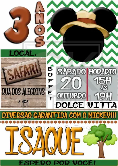 Convite Digital Mickey Safari