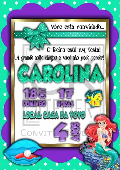 Convite Digital Pequena Sereia