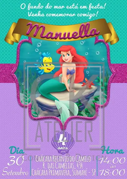 Convite Digital Pequena Sereia