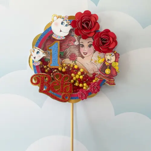 Topo de Bolo a Bela e a Fera